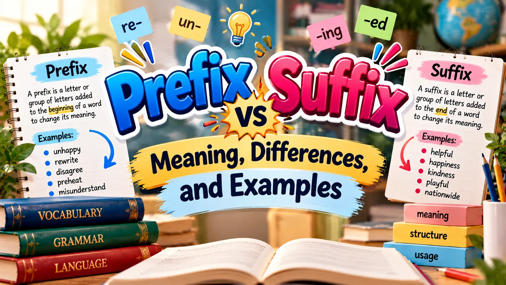 Prefix vs Suffix: Meaning, Differences, and Examples